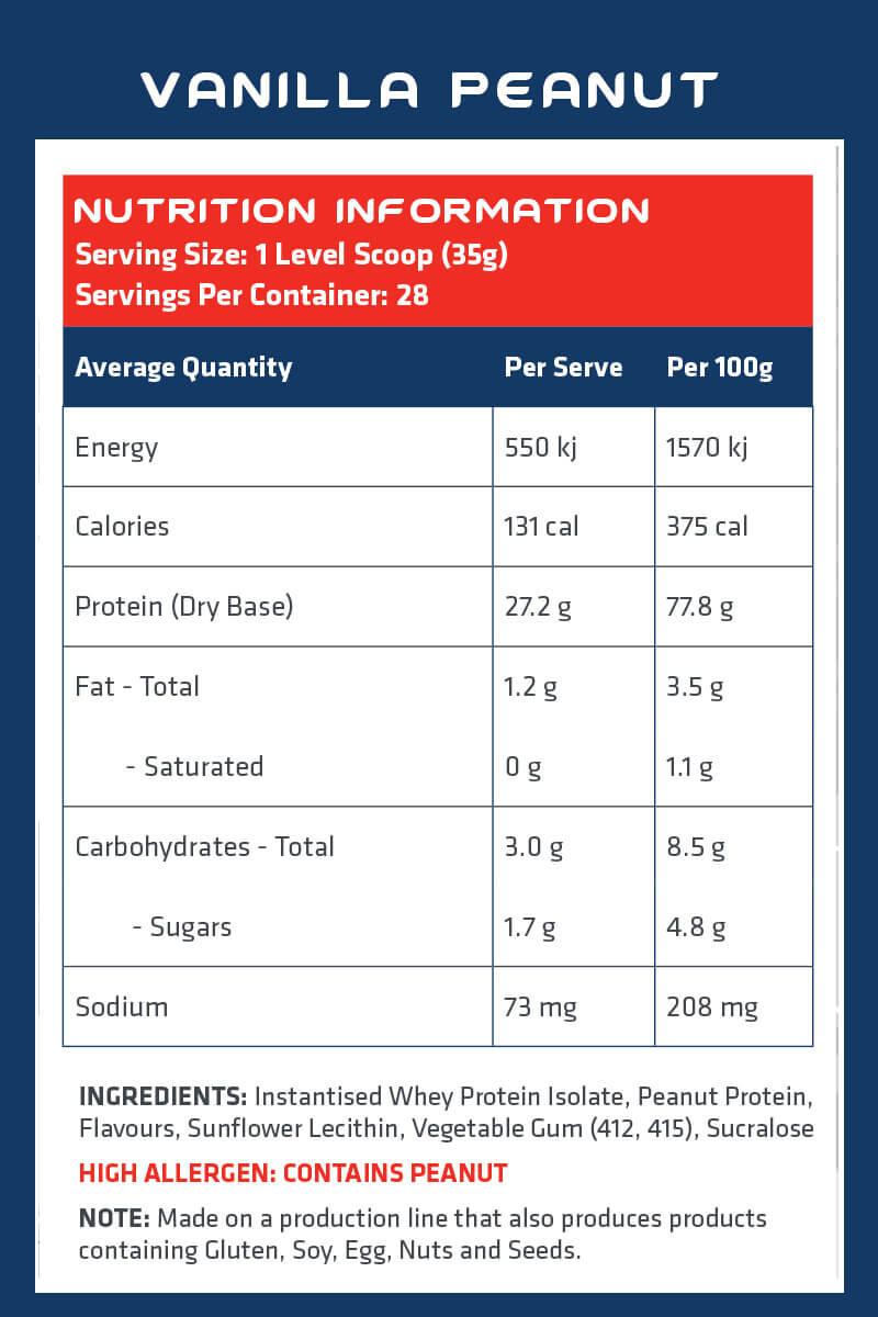 WHEY PROTEIN ISOLATE - VANILLA PEANUT BUTTER